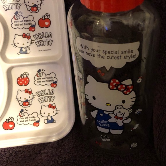 Sanrio Hello Kitty Plate Water Bottle Musubi Rice Maker Lunch Bag Set 5 Pc - Picture 6 of 13